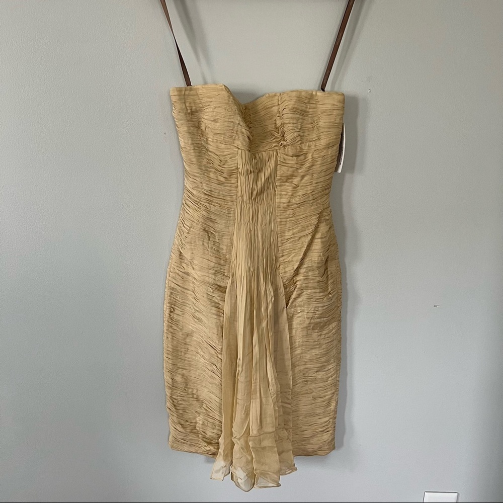 NWT Andy The Anh Pleated Silk Empire Sheath Cocktail Dress • 4